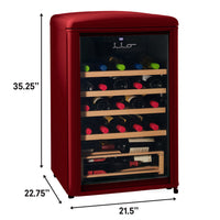 iio 30-Bottle Freestanding Retro Wine Cooler - IFF2-WS30-WR-V 