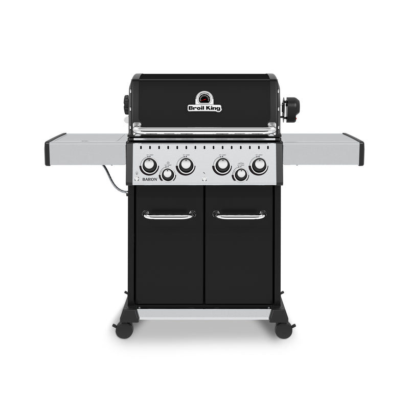 Broil King Baron™ 490 Pro Natural Gas Grill with Side Burner & Rear Rotisserie Burner in Black - 875247|Gril à gaz naturel BaronMC 490 PRO noir de Broil King avec brûleur latéral et brûleur arrière de rôtisserie - 875247