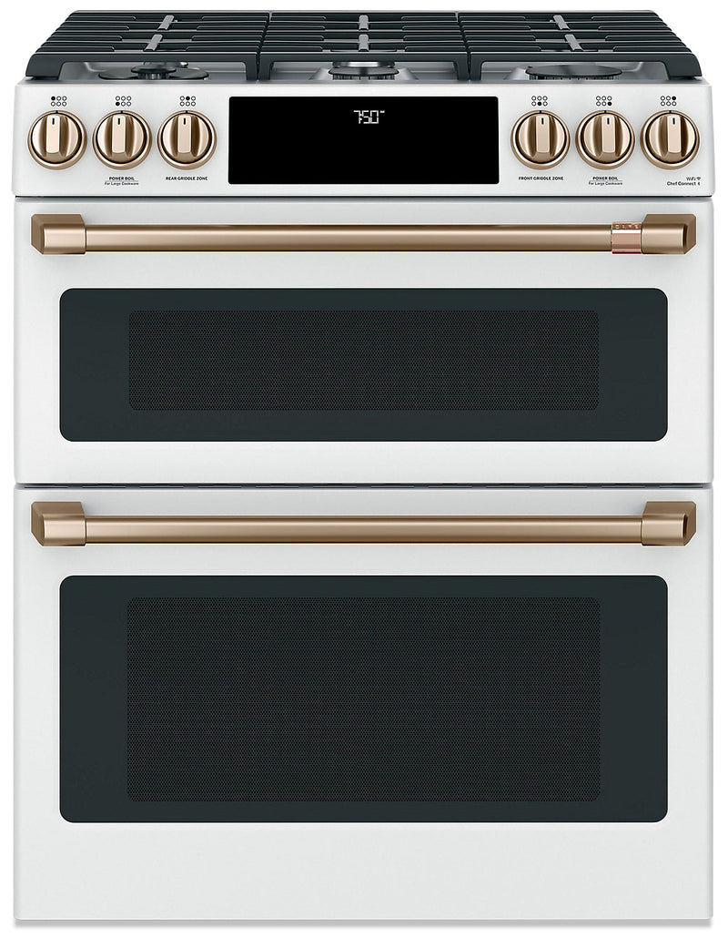 Café Slide-In Double-Oven Gas Range with Convection - CCGS750P4MW2 - Gas Range in Matte White