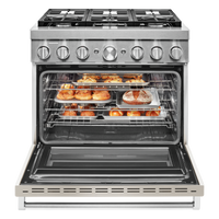 KitchenAid 36'' Smart Commercial-Style Gas Range - KFGC506JMH - Gas Range in Matte Milkshake 