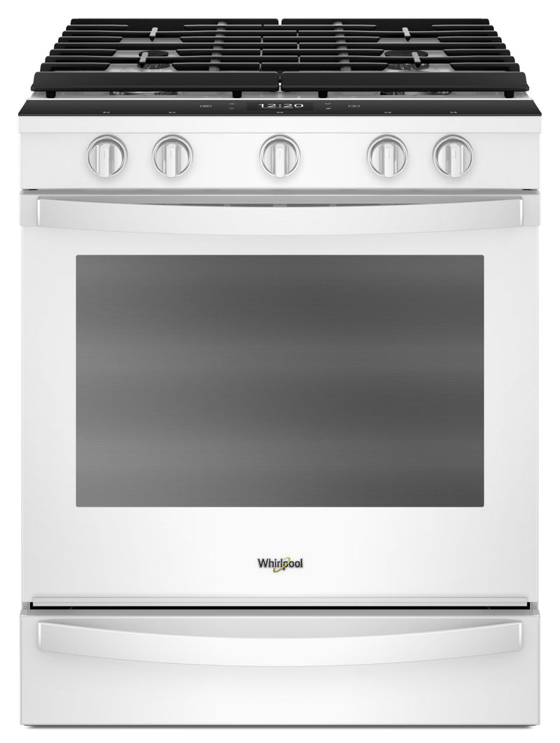 Whirlpool 5.8 Cu. Ft. Smart Slide-in Gas Range with EZ-2-Lift™ Hinged Cast-Iron Grates - WEG750H0HW - Gas Range in White