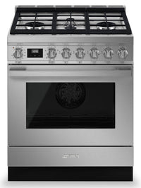 Smeg Portofino 3.6 Cu. Ft. Dual Fuel Range - CPF30UGMX|Cuisinière hybride Smeg Portofino de 3,6 pi3 - CPF30UGMX