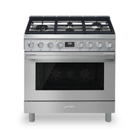 Smeg Portofino 4.5 Cu. Ft. Dual Fuel Range - CPF36UGMX|Cuisinière hybride Smeg Portofino de 4,5 pi3 - CPF36UGMX