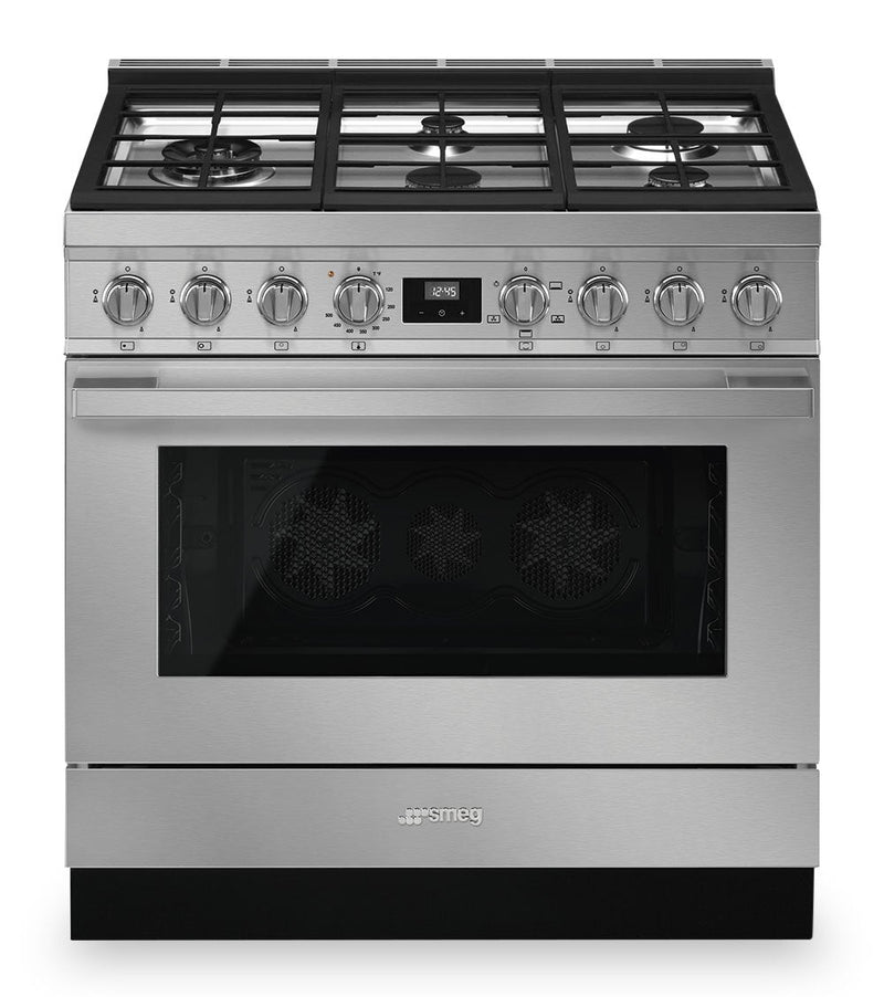 Smeg Portofino 4.5 Cu. Ft. Gas Range - CPF36UGGX|Cuisinière à gaz Smeg Portofino de 4,5 pi3 - CPF36UGGX