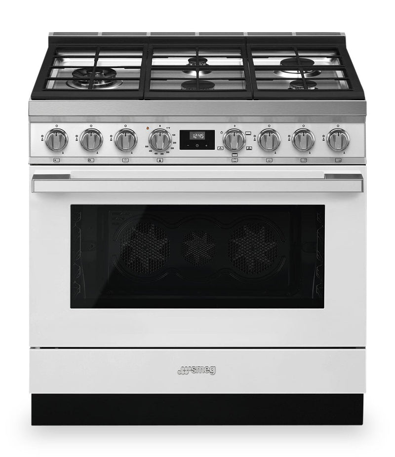 Smeg Portofino 4.5 Cu. Ft. Gas Range - CPF36UGGWH|Cuisinière à gaz Smeg Portofino de 4,5 pi3 - CPF36UGGWH