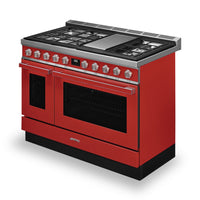 Smeg Portofino 6 Cu. Ft. Double Oven Dual Fuel Range - CPF48UGMR|Cuisinière hybride à double four Smeg Portofino de 6 pi3 - CPF48UGMR