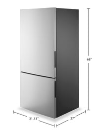 GE 31" 17.7 Cu. Ft. Counter-Depth Bottom-Freezer Refrigerator - Stainless Steel - GBE17HYRFS  | Réfrigérateur GE de 17,7 pi3 et de 31 po de profondeur comptoir à congélateur inférieur - acier inoxydable - GBE17HYRFS  | GBE17RFS