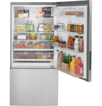 GE 31" 17.7 Cu. Ft. Counter-Depth Bottom-Freezer Refrigerator - Stainless Steel - GBE17HYRFS  | Réfrigérateur GE de 17,7 pi3 et de 31 po de profondeur comptoir à congélateur inférieur - acier inoxydable - GBE17HYRFS  | GBE17RFS