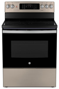 GE 5 Cu. Ft. Electric Range with True European Convection and Air Fry - Slate - JCB840ETES | Cuisinière électrique GE de 5 pi³ avec convection européenne véritable et friture à air - ardoise - …