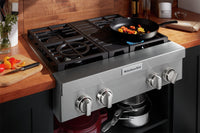 KitchenAid 30'' 4-Burner Commercial-Style Gas Range Top - KCGC500JSS - Range Top in Stainless Steel 