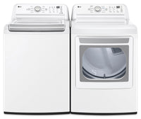 LG 5.8 Cu. Ft. Top-Load Washer and 7.3 Cu. Ft. Electric Dryer - White  |  Laveuse à chargement par le haut de 5,8 pi3 et sécheuse électrique de 7,3 pi3 de LG - blanches | LGTL7150