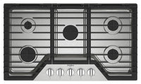 Whirlpool 36" Gas Cooktop with Fifth Burner and EZ-2-Lift™ Hinged Cast-Iron Grates - WCGK5036PS | Surface de cuisson à gaz Whirlpool de 36 po avec 5e brûleur et grilles en fonte à charnières EZ-2-LiftMC - WCGK5036PS | WCGK536S