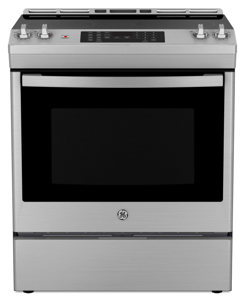 GE 5.3 Cu. Ft. Electric Range with Self Clean and Convection - Stainless Steel - JCS830SVSS | Cuisinière électrique GE de 5,3 pi³ avec autonettoyage et convection - acier inoxydable - JCS830SVSS