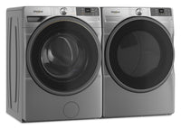 Whirlpool 5.2 Cu. Ft. Smart Front-Load Washer and 7.4 Cu. Ft. Gas Dryer - Radiant Silver | Laveuse intelligente à chargement frontal de 5,2 pi³, sécheuse à gaz de 7,4 pi³ de Whirlpool - argenté radieux | WHFL57RG