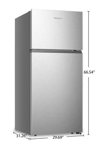 Hisense 30" 18 Cu. Ft. Top-Mount Refrigerator - Stainless Steel - RT18A2FID | Réfrigérateur Hisense de 18 pi³ et de 30 po à congélateur supérieur - acier inoxydable - RT18A2FID