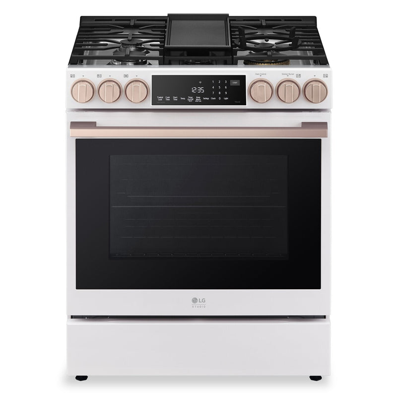 LG Studio 6.3 Cu. Ft. InstaView® Smart Gas Range with Air Fry - Essence White - LSGS6338N | Cuisinière à gaz intelligente LG Studio de 6,3 pi3 avec hublot InstaViewMD et friture à air - essence blanche - LSGS6338N | LSGS6338