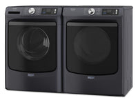 Maytag 5.8 Cu. Ft. Pet Pro Smart Front-Load Washer and 7.4 Cu. Ft. Electric Dryer - Midnight Steel | Laveuse intelligente à chargement frontal Pet Pro de 5,8 pi3 et sécheuse électrique de 7,4 pi3 de Maytag – acier minuit | MAFL702E