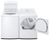 LG 4.8 Cu. Ft. Top-Load Washer with 4-Way Agitator and 7.3 Cu. Ft. Electric Dryer | Laveuse à chargement par le haut de 4,8 pi³ avec agitateur à 4 directions et sécheuse électrique de 7,3 pi³ de LG | LGTL6105