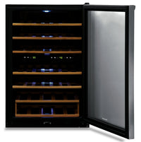 Frigidaire 21.5" 4.4 Cu. Ft. 45 Bottle Two-Zone Wine Cooler Refrigerator - Stainless Steel - FRWW454… | Réfrigérateur Frigidaire de 4,4 pi³ et de 21,5 po avec refroidisseur à vin à 2 zones à 45 bouteilles…