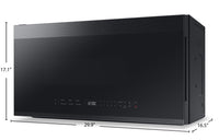 Samsung 2.1 Cu. Ft. Over-the-Range Microwave with 400 CFM and Glass Touch Control - Matte Black - ME… | Four à micro-ondes à hotte intégrée Samsung de 2,1 pi³ avec 400 pi³/min et commandes tactiles en ver…