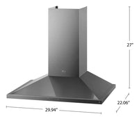 LG STUDIO 30" Wall-Mount Chimney Hood - LSHD3080ST 