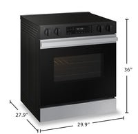 Samsung 6.3 Cu. Ft. Smart Electric Slide In Range with Voice Control  - Stainless Steel - NSE6DG8100… | Cuisinière intelligente électrique encastrée Samsung de 6,3 pi³ avec commande vocale - acier inoxyda…