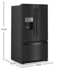 Whirlpool 36" 25 Cu. Ft. French-Door Refrigerator with Ice and Water Dispenser - WRFF3436RB | Réfrigérateur Whirlpool de 36 po et de 25 pi³ à portes françaises avec distributeur d’eau et de glaçons - WRFF3436RB | WRFF34RB