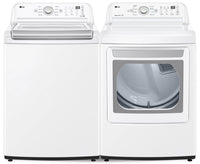 LG 5.6 Cu. Ft. Top-Load Washer with 4-Way™ Agitator and 7.3 Cu. Ft. Electric Dryer | Laveuse à chargement par le haut de 5,6 pi³ avec agitateur à 4 directions et sécheuse électrique de 7,3 pi³ de LG | LGTL7155