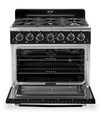 Classic Retro by Unique 36" 5.2 Cu. Ft. 6-Burner Gas Range with Convection - Midnight Black - UGP-36CR B | Cuisinière à gaz Classic Rétro par Unique de 36 po et de 5,2 pi3 à 6 brûleurs avec convection - noir minuit - UGP-36CR B | UGP36CRB