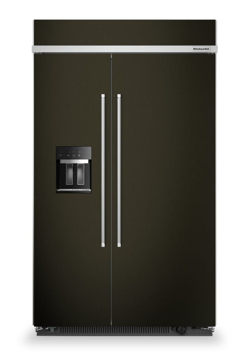 KitchenAid 48" 30 Cu. Ft. Side-by-Side Refrigerator - Black Stainless Steel with PrintShield™ Finish… | Réfrigérateur KitchenAid de 30 pi³ et de 48 po à compartiments juxtaposés - acier inoxydable noir av…