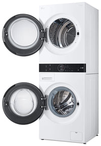 LG 3.1 Washer/4.2 Dryer Cu. Ft. Front-Load High-Efficiency Washtower™ - White - WKHC152HWA | Tour de lavage WashTowerMC haute efficacité LG à chargement frontal avec laveuse de 3,1 pi³ et séche…