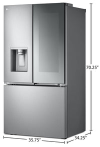 LG 36" 31 Cu. Ft. French-Door Standard-Depth MAX™ Refrigerator - Smudge Proof Stainless Steel - LRYK… | Réfrigérateur LG de 31 pi³ et de 36 po à portes françaises de profondeur standard MAXMC - acier inox…