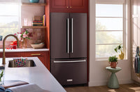 KitchenAid 36" 20 Cu. Ft. Counter-Depth French-Door Refrigerator - Black Stainless Steel - KRFC136RBS | Réfrigérateur KitchenAid de 36 po et de 20 pi3 de profondeur comptoir à portes françaises - acier inoxydable noir - KRFC136RBS | KRFC13BS