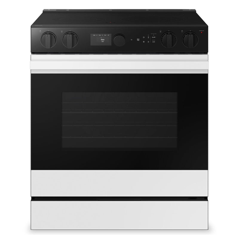 Samsung 6.3 Cu. Ft. Smart Electric Slide In Range with Air Fry and Air Sous Vide - White Glass - NSE… | Cuisinière intelligente électrique encastrée Samsung de 6,3 pi³ avec friture à air et Air Sous Vide …