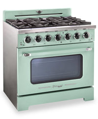 Classic Retro by Unique 36" 5.2 Cu. Ft. 6-Burner Gas Range with Convection - Summer Mint Green - UGP-36CR LG | Cuisinière à gaz Classic Rétro par Unique de 36 po et de 5,2 pi3 à 6 brûleurs avec convection - vert menthe estival - UGP-36CR LG | UG36CRLG