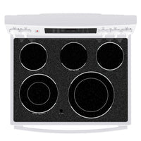 GE 5 Cu. Ft. Freestanding Electric Convection Range with No-Preheat Air Fry - White - JCB840DVWW | Cuisinière électrique amovible GE de 5 pi3 à convection avec friture à air sans préchauffage - blanche - JCB840DVWW | JCB840VW