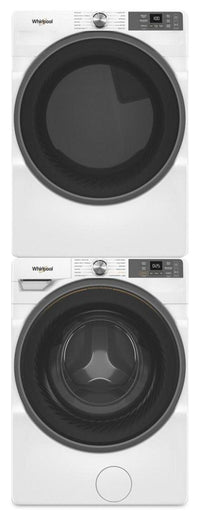 Whirlpool 5.2 Cu. Ft. Smart Front-Load Washer and 7.4 Cu. Ft. Electric Dryer - White  | Laveuse intelligente à chargement frontal de 5,2 pi³, sécheuse électrique de 7,4 pi³ de Whirlpool - blanches  | WHFL57RW