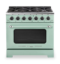 Classic Retro by Unique 36" 5.2 Cu. Ft. 6-Burner Gas Range with Convection - Summer Mint Green - UGP-36CR LG | Cuisinière à gaz Classic Rétro par Unique de 36 po et de 5,2 pi3 à 6 brûleurs avec convection - vert menthe estival - UGP-36CR LG | UG36CRLG