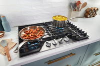 Whirlpool 36" Gas Cooktop with Fifth Burner and EZ-2-Lift™ Hinged Cast-Iron Grates - WCGK5036PS | Surface de cuisson à gaz Whirlpool de 36 po avec 5e brûleur et grilles en fonte à charnières EZ-2-LiftMC - WCGK5036PS | WCGK536S