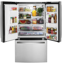 GE 36" 20.6 Cu. Ft. Counter-Depth French-Door Refrigerator - Stainless Steel - GYE21JYMFS | Réfrigérateur GE de 20,6 pi3 et de 36 po de profondeur comptoir à portes françaises - acier inoxydable - GYE21JYMFS | GYE21MFS