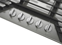 Whirlpool 36" Gas Cooktop with Fifth Burner and EZ-2-Lift™ Hinged Cast-Iron Grates - WCGK5036PS | Surface de cuisson à gaz Whirlpool de 36 po avec 5e brûleur et grilles en fonte à charnières EZ-2-LiftMC - WCGK5036PS | WCGK536S