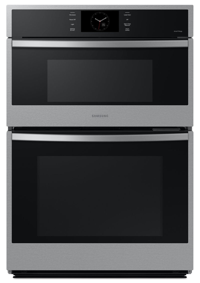 Samsung 30" 7 Cu. Ft. Electric Micowave Combination Wall Oven with Steam Cook - Stainless Steel - NQ… | Four à micro-ondes combiné avec four mural électrique Samsung de 7 pi³ et de 30 po avec cuisson à la…