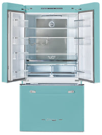 Classic Retro by Unique 36" 21.4 Cu. Ft. Counter-Depth Refrigerator - Ocean Mist Turquoise - UGP-595L T AC | Réfrigérateur Classic Rétro par Unique de 36 po et de 21,4 pi3 de profondeur comptoir - turquoise brume marine - UGP-595L T AC | U595LTAC