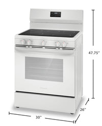 Frigidaire 5.3 Cu. Ft. Electric Range With Quick Boil Element and Five-Element Cooktop - White - FCR… | Cuisinière électrique Frigidaire de 5,3 pi³ avec élément à ébullition rapide et surface de cuisson à…