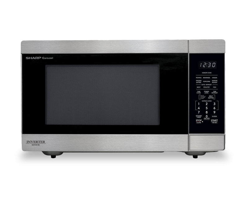 Sharp 2.2 Cu. Ft. Carousel® Countertop Microwave with Inverter Technology - Stainless Steel - SMC2264KSC | Four à micro-ondes de comptoir Sharp de 2,2 pi3 avec plateau tournant CarouselMD et technologie InverterMD - SMC2264KSC | SMC226SC