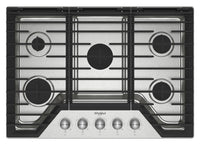 Whirlpool 30" Gas Cooktop with Fifth Burner and EZ-2-Lift™ Hinged Cast-Iron Grates - WCGK7030PS | Surface de cuisson à gaz Whirlpool de 30 po avec 5e brûleur et grilles en fonte à charnières EZ-2-LiftMC - WCGK7030PS | WCGK730S