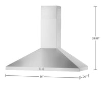 Whirlpool 36" Chimney Wall Mount Range Hood - WVW73UC6LS 