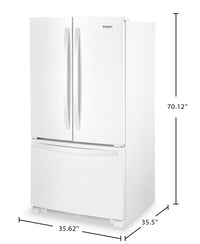 Whirlpool 36" 25.2 Cu. Ft. French-Door Refrigerator - White - WRFF3036RW | Réfrigérateur Whirlpool de 36 po et de 25,2 pi³ à portes françaises - blanc - WRFF3036RW | WRFF30RW