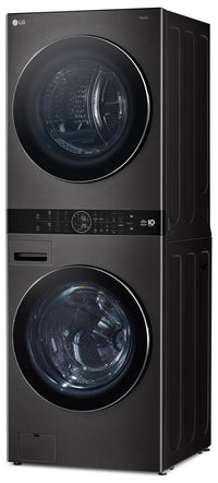 LG 5.8 Washer/7.8 Dryer Cu. Ft. Front-Load High-Efficiency Washtower™ - Black Steel - WKHC252HBA | Tour de lavage WashTowerMC haute efficacité LG à chargement frontal avec laveuse de 5,8 pi³ et séche…