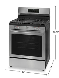 Frigidaire Gallery 5.1 Cu. Ft. Gas Range With Total Convection and Air Fry - Smudge-Proof® Stainless… | Cuisinière à gaz Frigidaire Gallery de 5,1 pi³ avec convection totale et friture à air - acier inoxy…